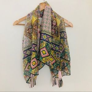 JOHNNY WAS Silk Scarf with Tassles